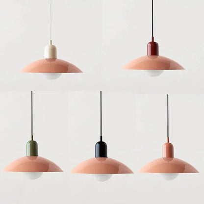 Macaron Bauhaus Dome Pendant Light – Two-Tone Colorful Modern Hanging Lamp for Kitchen, Dining, Kids Room & Cafe