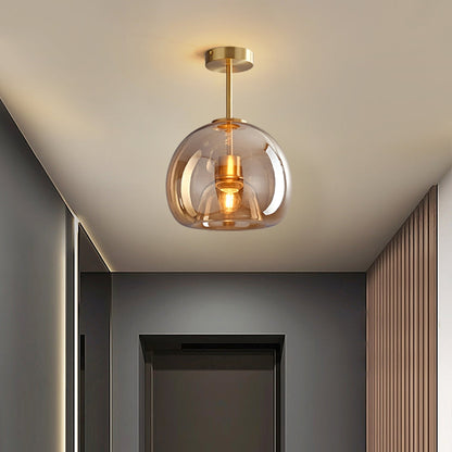 Vintage Amber Bubble Glass Ceiling Light – Retro Mid-Century Semi-Flush Lamp in Gold or Black for Hallway, Bedroom & Dining
