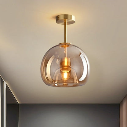 Vintage Amber Bubble Glass Ceiling Light – Retro Mid-Century Semi-Flush Lamp in Gold or Black for Hallway, Bedroom & Dining