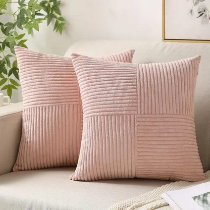 Luxury Corduroy Striped Cushion Covers – Soft Textured Throw Pillow Covers, Modern Decorative Sofa & Bed Pillowcases