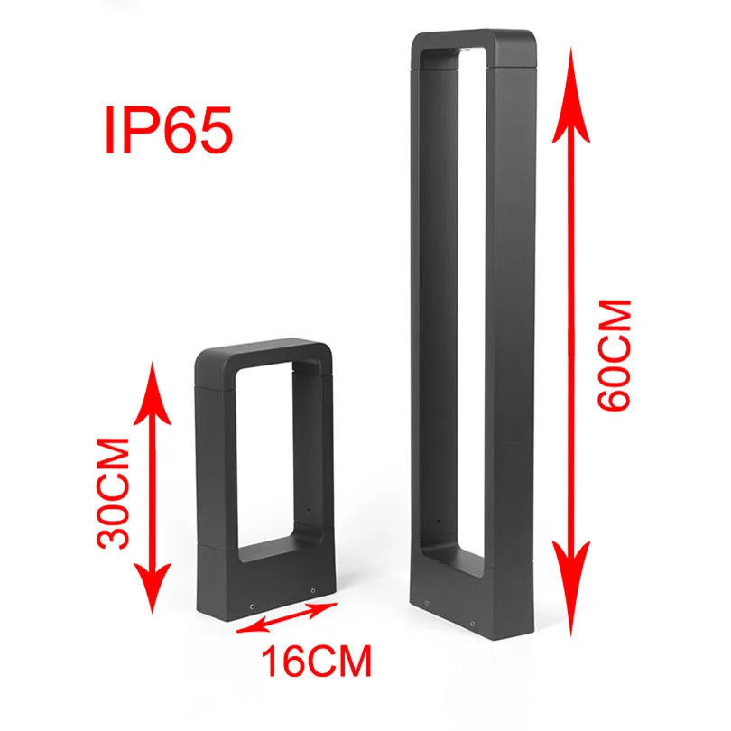 GardenGlow Outdoor Pathway Light – Modern Black Aluminum & Tempered Glass Bollard Ground Lamp, 30 to 60 cm for Garden & Driveway
