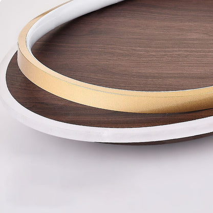 Modern Round Walnut & Gold LED Ceiling Lamp – Eye-Friendly Flush Mount with 3 Changeable Colors, 37 to 57 cm