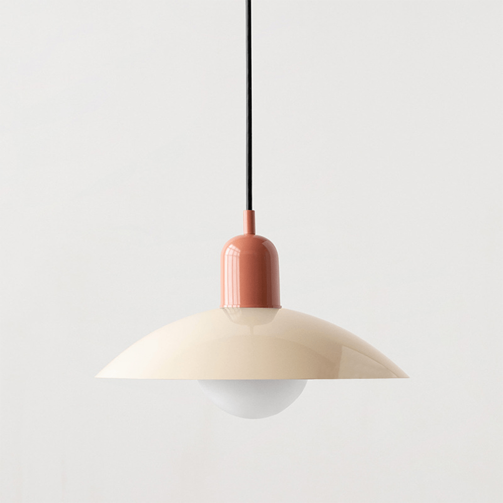 Macaron Bauhaus Dome Pendant Light – Two-Tone Colorful Modern Hanging Lamp for Kitchen, Dining, Kids Room & Cafe