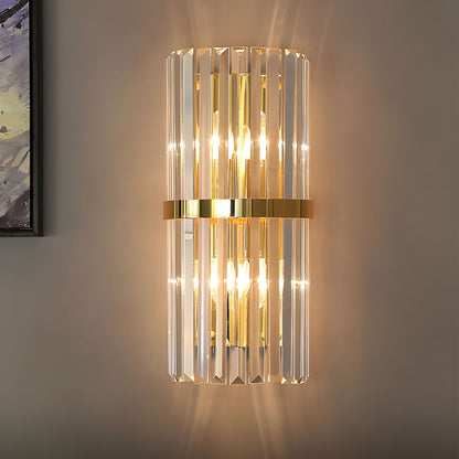 Modern Luxury Crystal Wall Light – Stainless Steel Wall Sconce with Clear Crystal Panels for Bedroom, Hallway & Living Room
