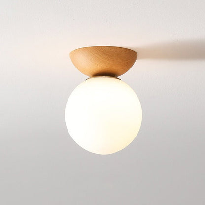 Japanese Minimalist Wood & Frosted Glass Ceiling Light – 3-Color Ceiling or Pendant Lamp in Natural Wood or Walnut