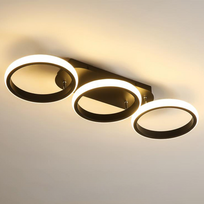 Halo Overlapping Ring LED Ceiling Light – Modern 2 or 3 Ring Flush Mount Fixture, Warm or Cool White for Living Room