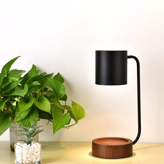 Japanese Minimalist Wood Table Lamp – Dimmable Bedside Lamp with Timer, Wood & Metal Design for Bedroom & Living Room
