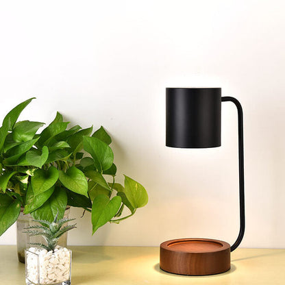 Japanese Minimalist Candle Warmer Lamp – Flameless Dimmable Wax Melter with Timer and Wooden Base, White or Black