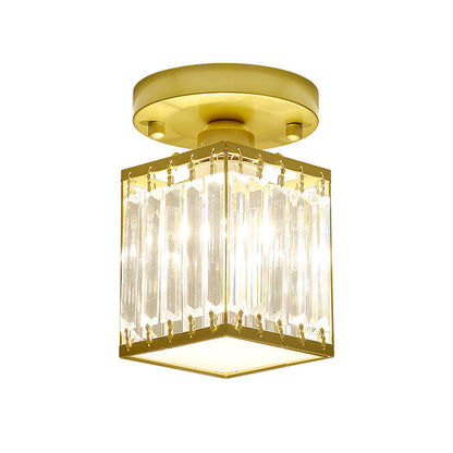 Elegant Crystal Foyer Ceiling Light – Modern Semi-Flush Mount Chandelier, Square or Round in Gold or Black for Entryway