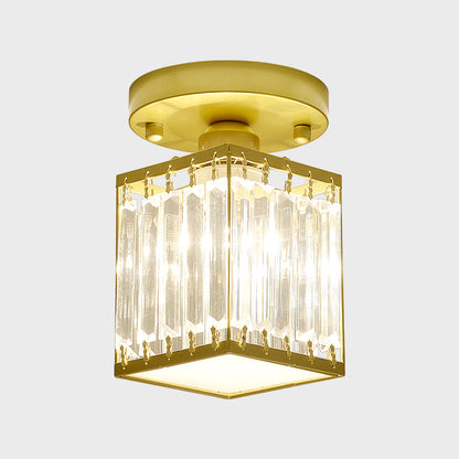 Elegant Crystal Foyer Ceiling Light – Modern Semi-Flush Mount Chandelier, Square or Round in Gold or Black for Entryway