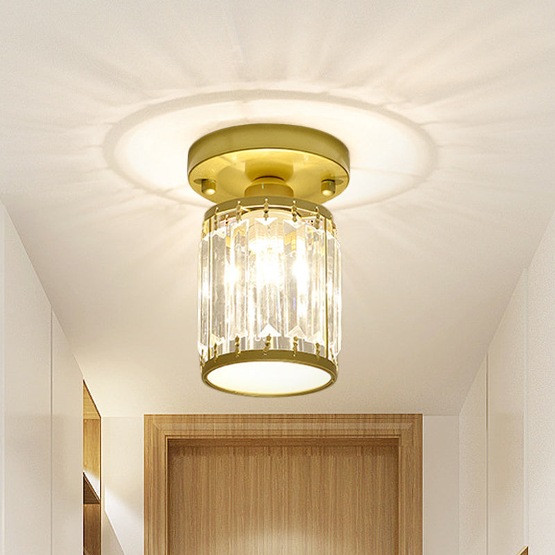 Elegant Crystal Foyer Ceiling Light – Modern Semi-Flush Mount Chandelier, Square or Round in Gold or Black for Entryway