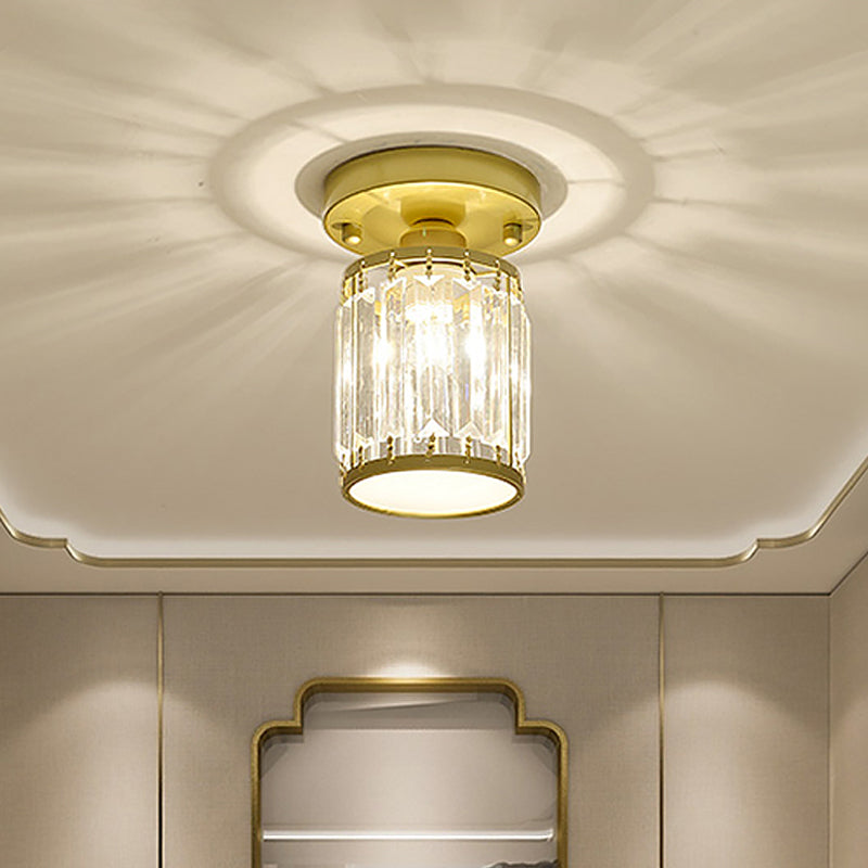 Elegant Crystal Foyer Ceiling Light – Modern Semi-Flush Mount Chandelier, Square or Round in Gold or Black for Entryway