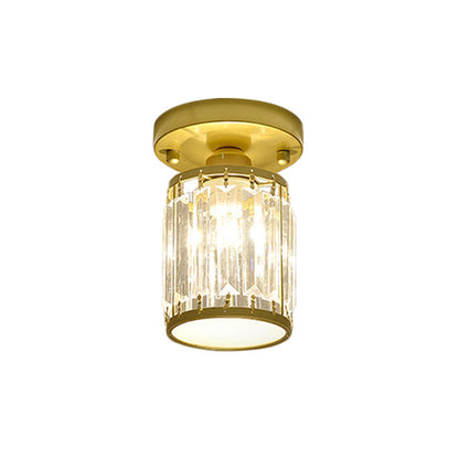 Elegant Crystal Foyer Ceiling Light – Modern Semi-Flush Mount Chandelier, Square or Round in Gold or Black for Entryway