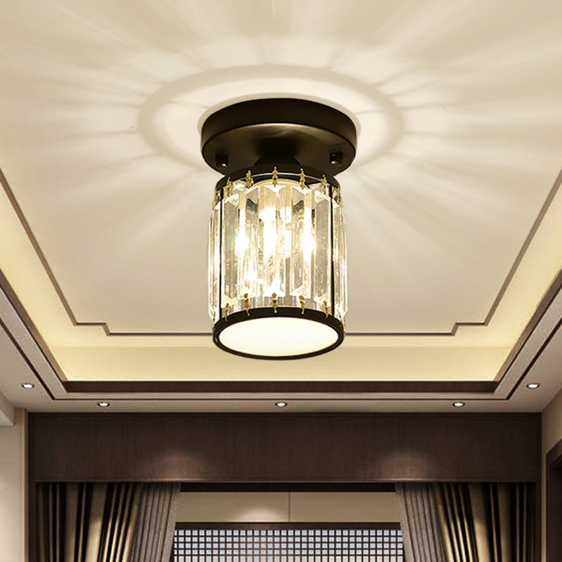 Elegant Crystal Foyer Ceiling Light – Modern Semi-Flush Mount Chandelier, Square or Round in Gold or Black for Entryway