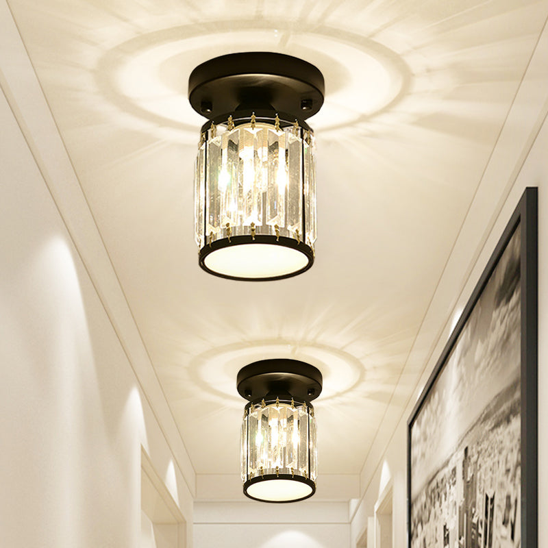 Elegant Crystal Foyer Ceiling Light – Modern Semi-Flush Mount Chandelier, Square or Round in Gold or Black for Entryway