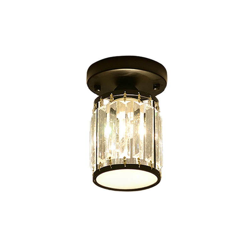 Elegant Crystal Foyer Ceiling Light – Modern Semi-Flush Mount Chandelier, Square or Round in Gold or Black for Entryway