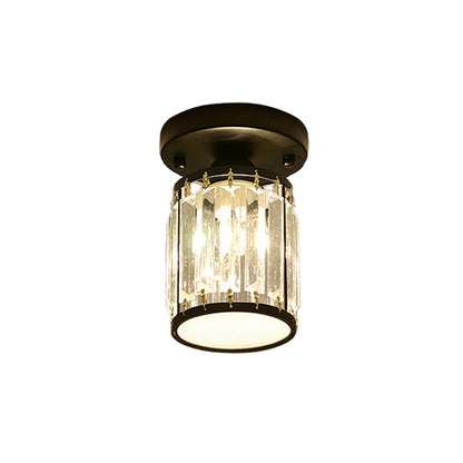 Elegant Crystal Foyer Ceiling Light – Modern Semi-Flush Mount Chandelier, Square or Round in Gold or Black for Entryway
