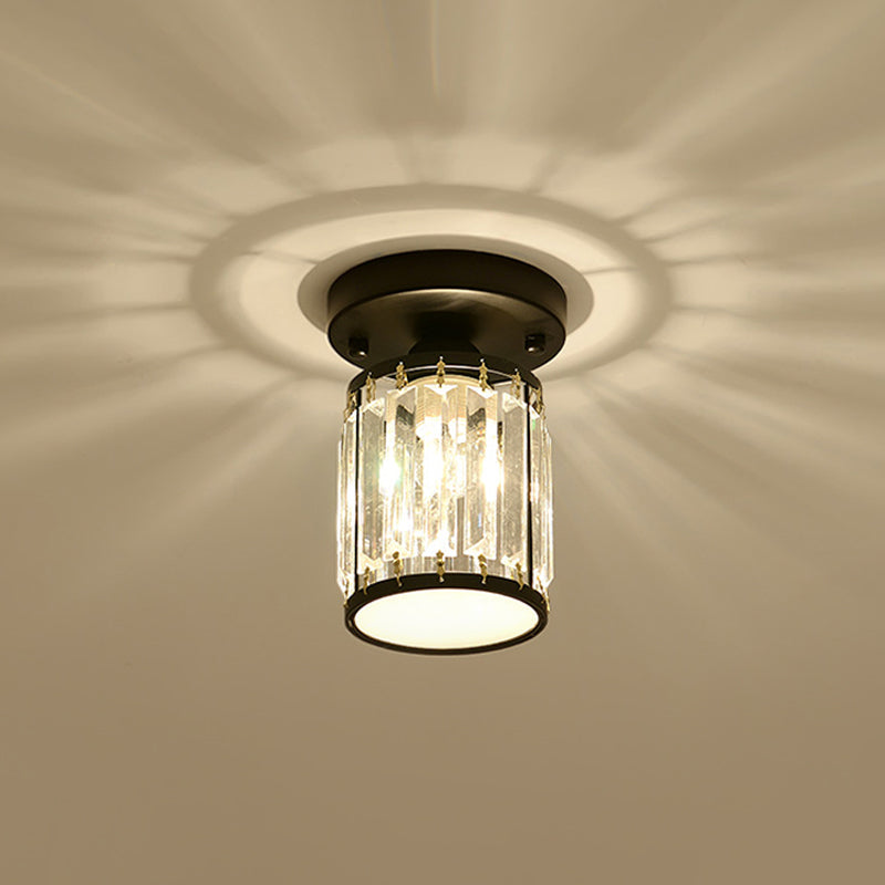 Elegant Crystal Foyer Ceiling Light – Modern Semi-Flush Mount Chandelier, Square or Round in Gold or Black for Entryway
