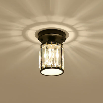 Elegant Crystal Foyer Ceiling Light – Modern Semi-Flush Mount Chandelier, Square or Round in Gold or Black for Entryway