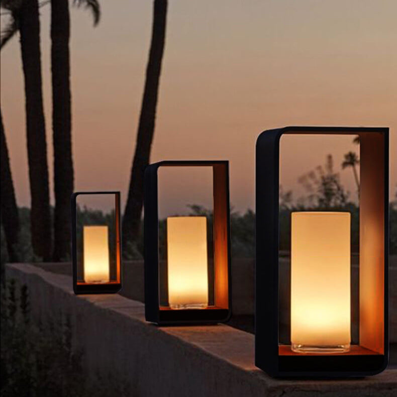 Modern Square Solar LED Outdoor Light – Waterproof Aluminum & Acrylic Wall Lamp, Warm White, Small, Medium or Large