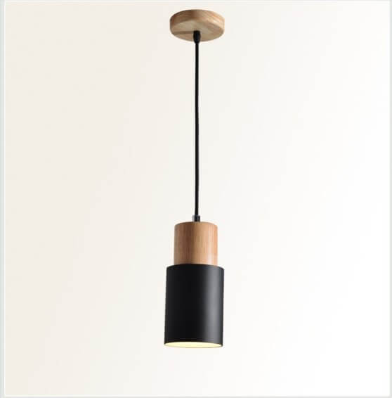 Nordic Macaron Cylinder Pendant Light – Aluminum & Wood Focused Hanging Lamp in 5 Colors for Kitchen, Bar & Bedroom
