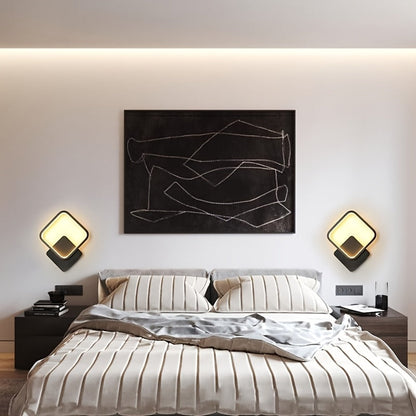 Modern Square LED Wall Lamp – Minimalist Geometric Wall Light with 3-Tone Dimming 3000K to 6000K in White or Black