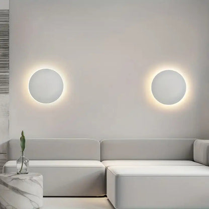 Minimalist Round LED Wall Light – Sleek Nordic 20 cm Warm White Wall Sconce in Black, White or Grey for Hallway & Stairs
