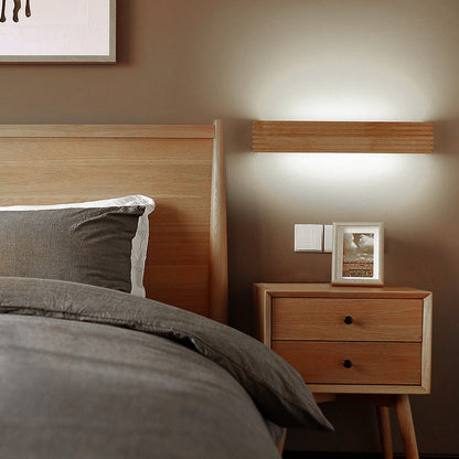 Modern Wooden LED Wall Sconce – Minimalist Wood & Acrylic Linear Wall Light, 35 or 45 cm, Warm or Cool White