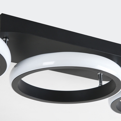 Halo Overlapping Ring LED Ceiling Light – Modern 2 or 3 Ring Flush Mount Fixture, Warm or Cool White for Living Room