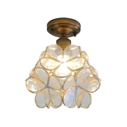 Colorful Retro Flower Ceiling Light – Vintage-Inspired Flush Mount Lamp in Green, Amber, Pink or Blue, E14 Bulb