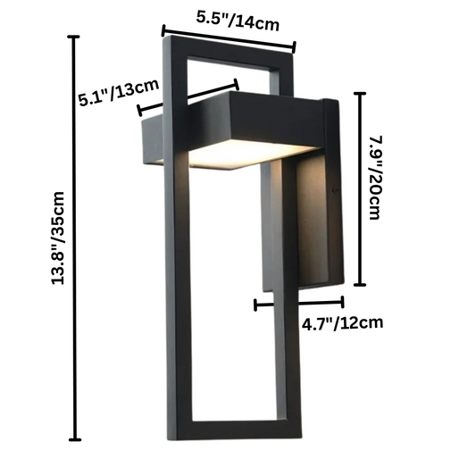 Modern Scandinavian Outdoor LED Wall Light – Geometric Aluminum & Acrylic Rectangular Fixture, 10W or 12W, Warm or Cool White