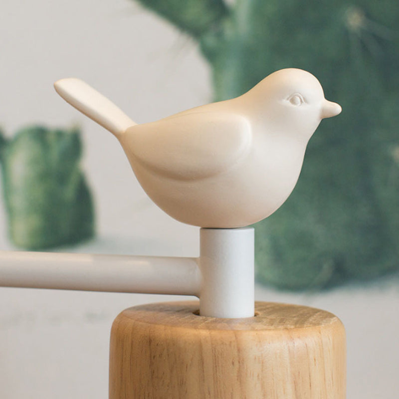 Nordic Wooden Bird Wall Lamp – Ceramic Bird LED Bedside Sconce with Solid Wood & Wrought Iron, E27 Bulb Included