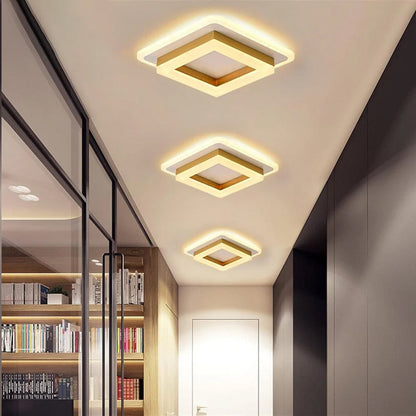 Modern Square LED Ceiling Light – 24W 1920 Lumen Slim Flush Mount Fixture in Black or Gold for Hallway, Bedroom & Kitchen