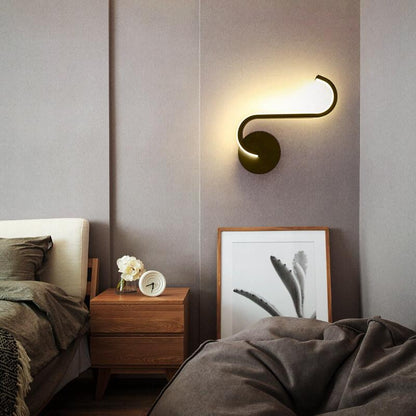 Curved Line LED Wall Light – Modern Minimalist Arc Halo Wall Sculpture Lamp in Black or White, Warm or Cool White