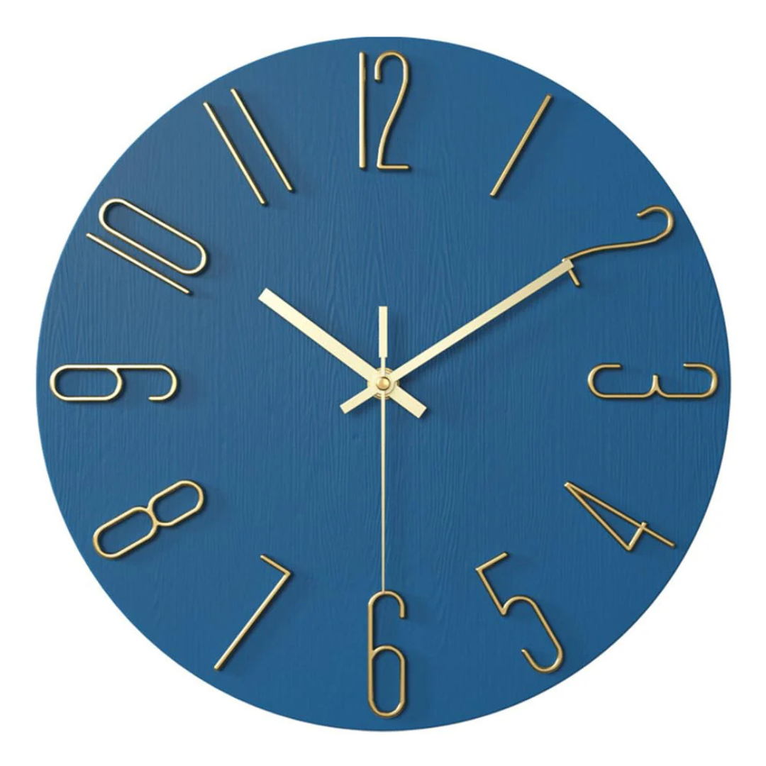 Elegant Modern Silent Wall Clock – Minimalist Pastel Clock with Gold Numerals, Non-Ticking Quartz for Living Room & Bedroom