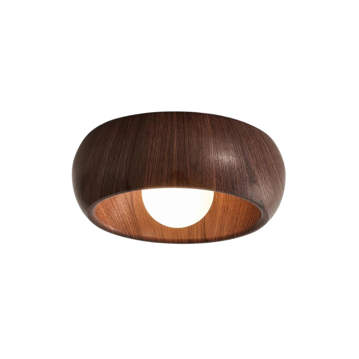 Albanora Modern Minimalist Wooden LED Ceiling Lamp – Low-Glare Warm White Flush Mount Light in Walnut or Natural Wood