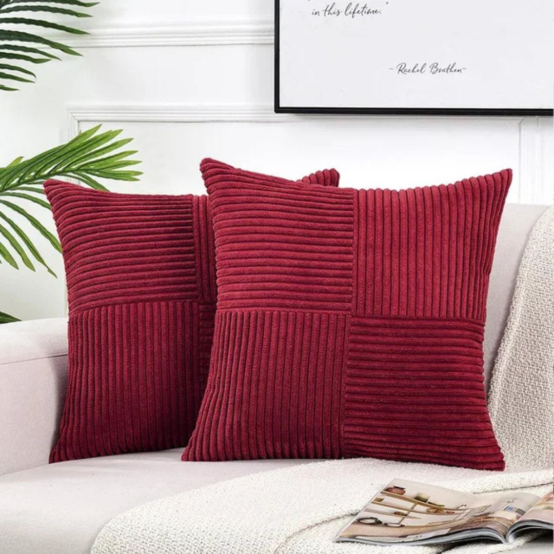 Luxury Corduroy Striped Cushion Covers – Soft Textured Throw Pillow Covers, Modern Decorative Sofa & Bed Pillowcases