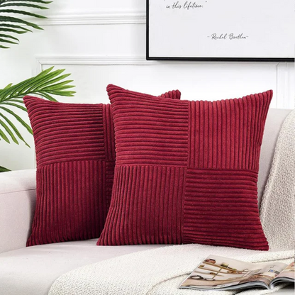 Luxury Corduroy Striped Cushion Covers – Soft Textured Throw Pillow Covers, Modern Decorative Sofa & Bed Pillowcases