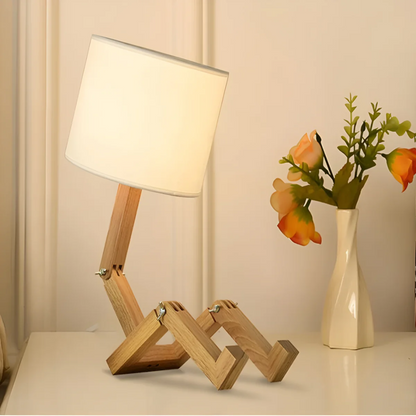 Rilna Flexible Wooden Figure Table Lamp – Adjustable Poseable Solid Wood Desk Lamp, Playful Decor Light for Kids & Adults