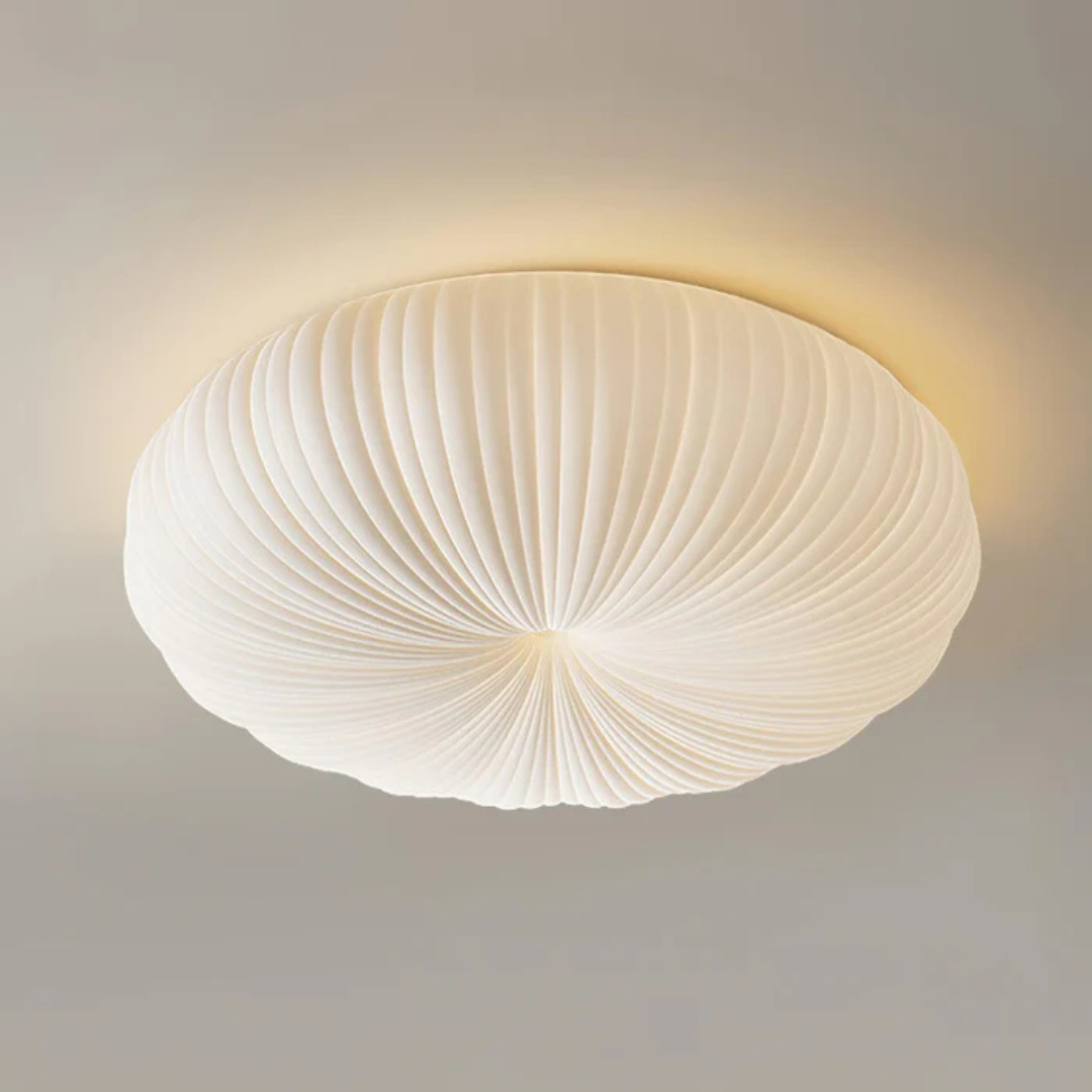 Olara Pleated Acrylic LED Ceiling Light – Modern Sculptural Flush Mount, Glare-Free Light for Bedroom, Living Room & Hallway