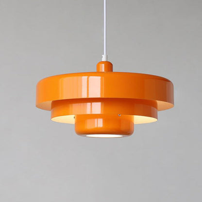 Nordic Vintage Multi-Layer Pendant Lamp – Retro Layered Round Shade Hanging Light in Orange, Green or White, Glare-Free