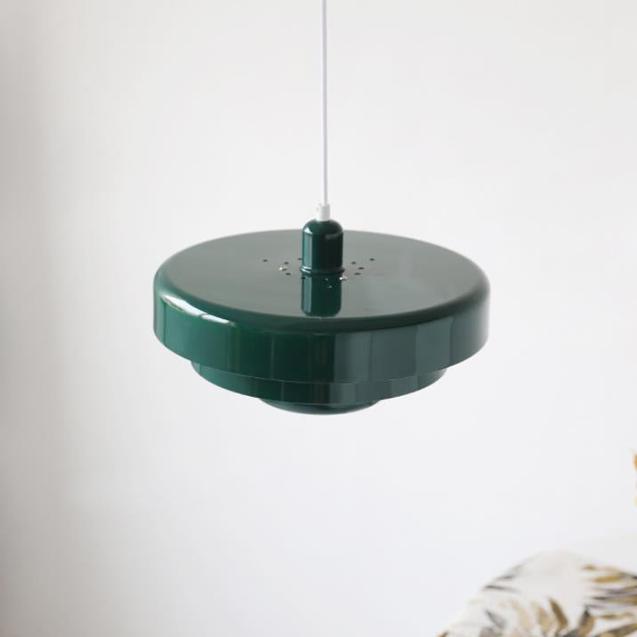Nordic Vintage Multi-Layer Pendant Lamp – Retro Layered Round Shade Hanging Light in Orange, Green or White, Glare-Free