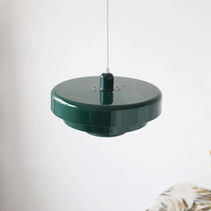 Nordic Vintage Multi-Layer Pendant Lamp – Retro Layered Round Shade Hanging Light in Orange, Green or White, Glare-Free