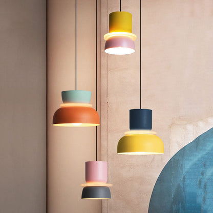 Nordic Colorful Macaron Pendant Light – Two-Tone Scandinavian Hanging Lamp, E26 Bulb, 3 Sizes for Dining, Kitchen & Kids Room