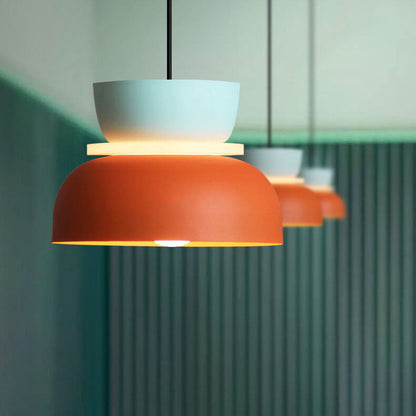 Nordic Colorful Macaron Pendant Light – Two-Tone Scandinavian Hanging Lamp, E26 Bulb, 3 Sizes for Dining, Kitchen & Kids Room