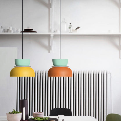 Nordic Colorful Macaron Pendant Light – Two-Tone Scandinavian Hanging Lamp, E26 Bulb, 3 Sizes for Dining, Kitchen & Kids Room