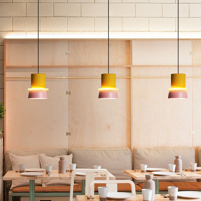 Nordic Colorful Macaron Pendant Light – Two-Tone Scandinavian Hanging Lamp, E26 Bulb, 3 Sizes for Dining, Kitchen & Kids Room