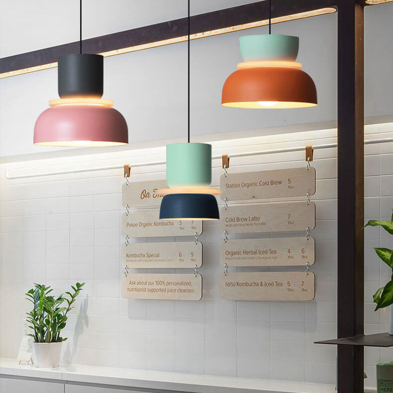 Nordic Colorful Macaron Pendant Light – Two-Tone Scandinavian Hanging Lamp, E26 Bulb, 3 Sizes for Dining, Kitchen & Kids Room
