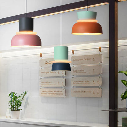 Nordic Colorful Macaron Pendant Light – Two-Tone Scandinavian Hanging Lamp, E26 Bulb, 3 Sizes for Dining, Kitchen & Kids Room