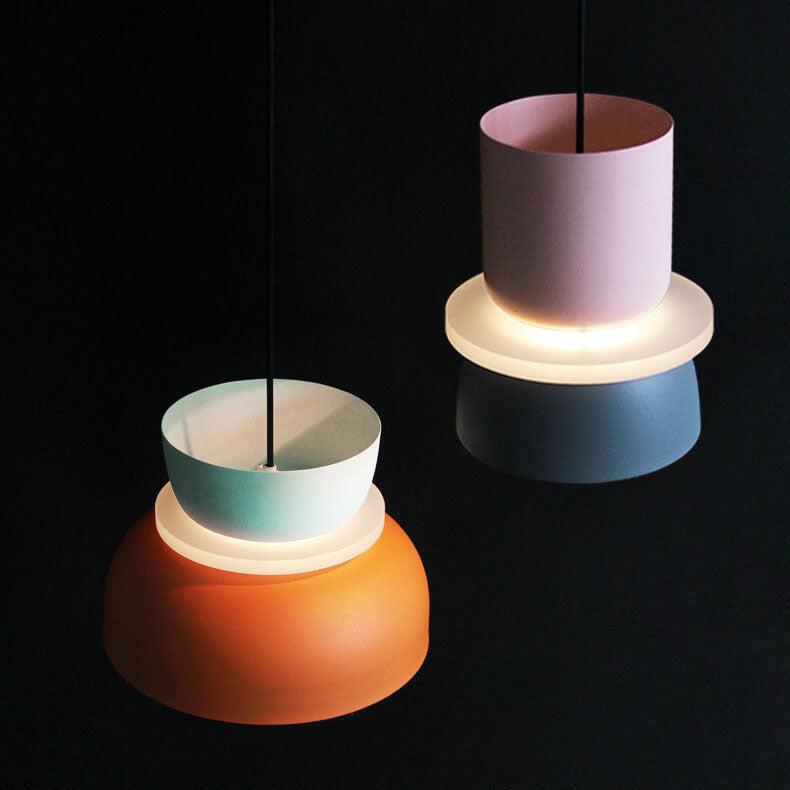 Nordic Colorful Macaron Pendant Light – Two-Tone Scandinavian Hanging Lamp, E26 Bulb, 3 Sizes for Dining, Kitchen & Kids Room
